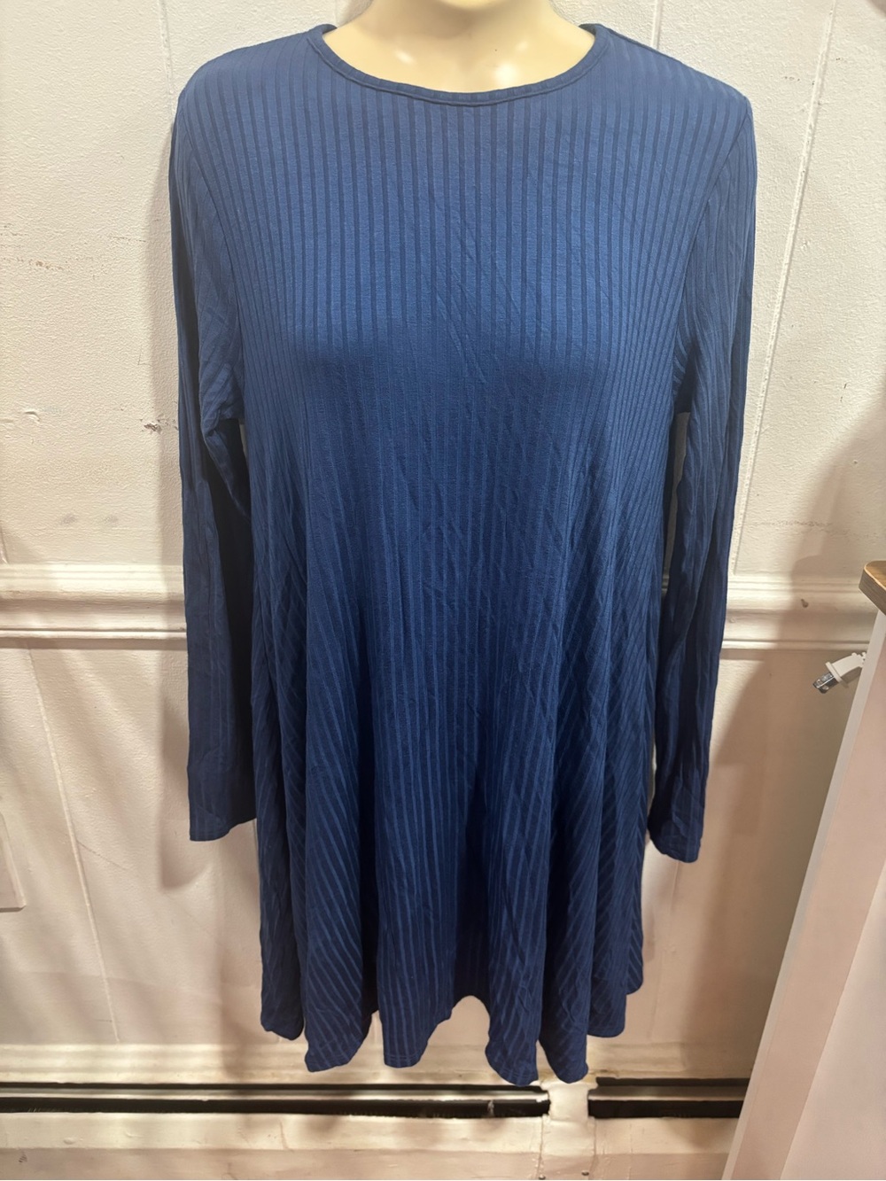 South Moon Under Navy Long-Sleeve Ribbed Swing Dress